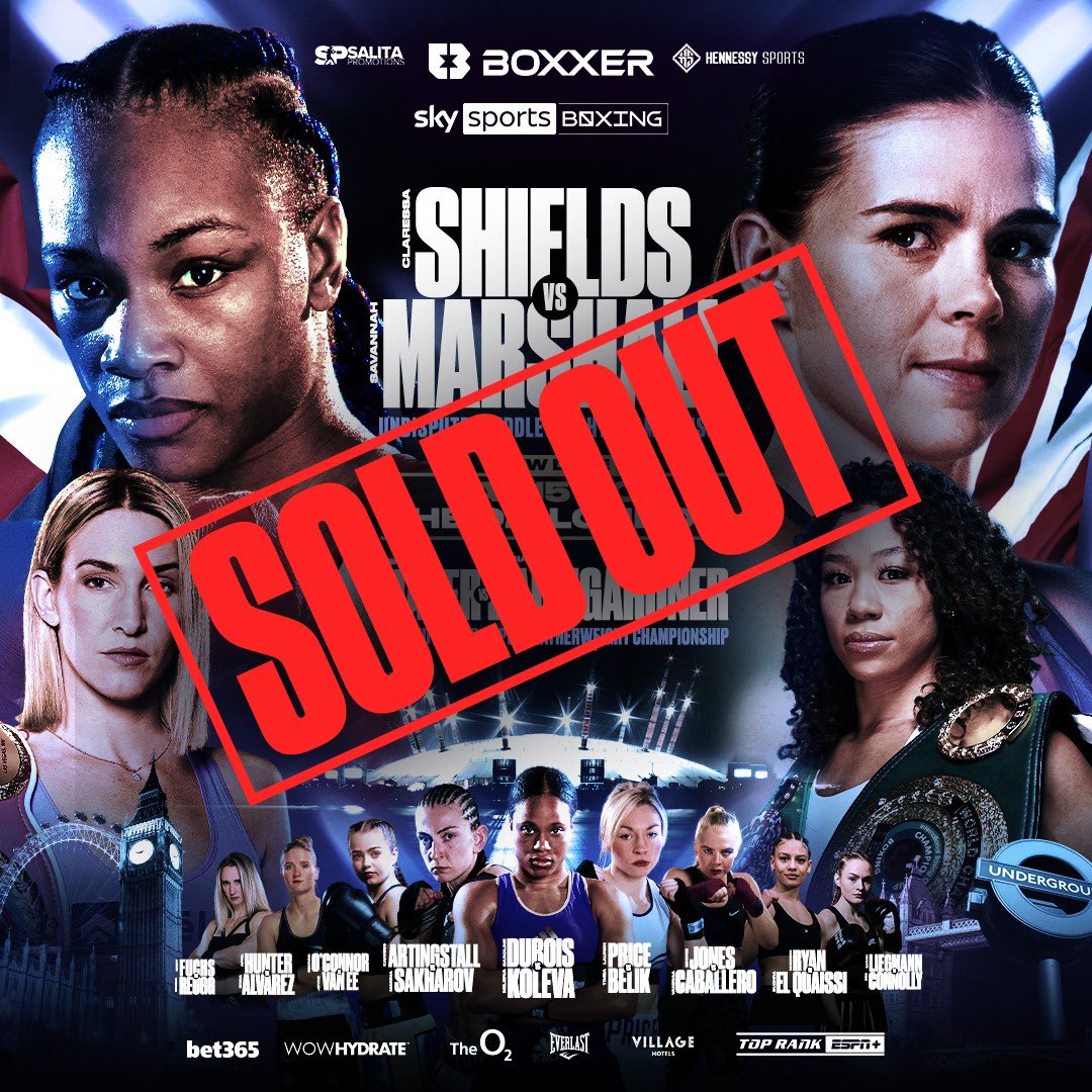 The O2 is 𝐒𝐎𝐋𝐃 𝐎𝐔𝐓 for #ShieldsMarshall 🚨🚨