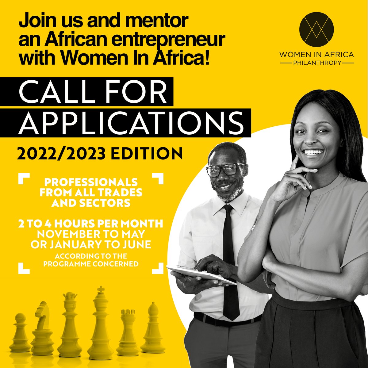 We are looking for professionals from all trades and sectors to mentor an African entrepreneur from the 2022-2023 cohort of WIA programmes!  

🤝 Become a WIA mentor! 
➡️ bit.ly/3e3DaYp