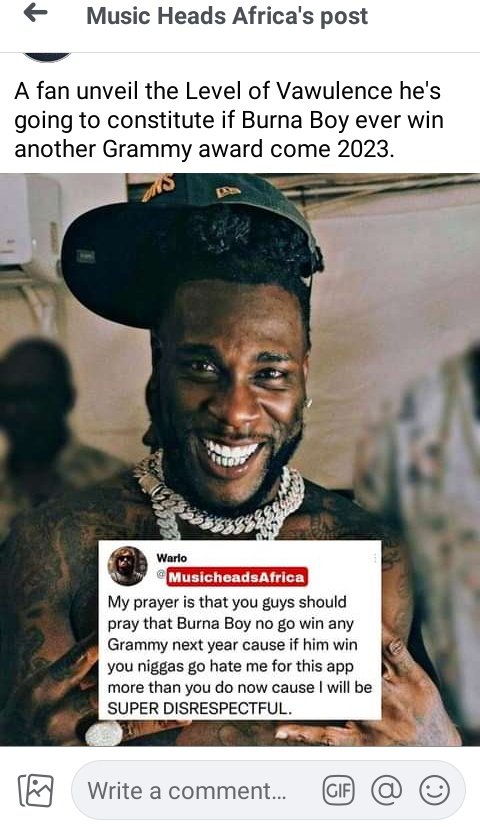 DaminiOgulu_jr's tweet photo. Hmm... Some people are so vile. God protect Burna. He's not just a national treasure but an international treasure! https://t.co/K4t0nuxsuL