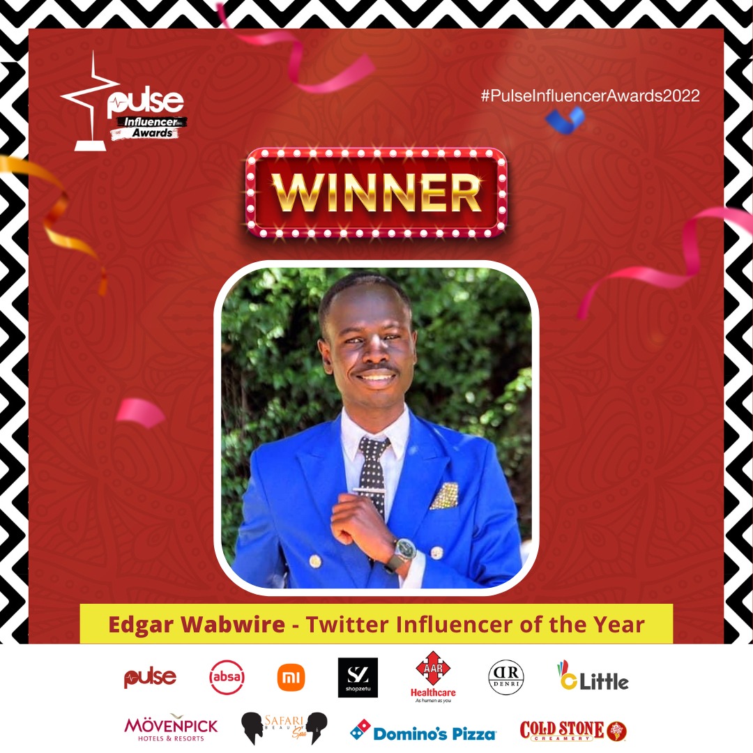 Finally confirmed, Edgar Wabwire is the Twitter Influencer of the Year 

#PulseInfluencerAwards2022  #PulseInfluencerAwards2022KE