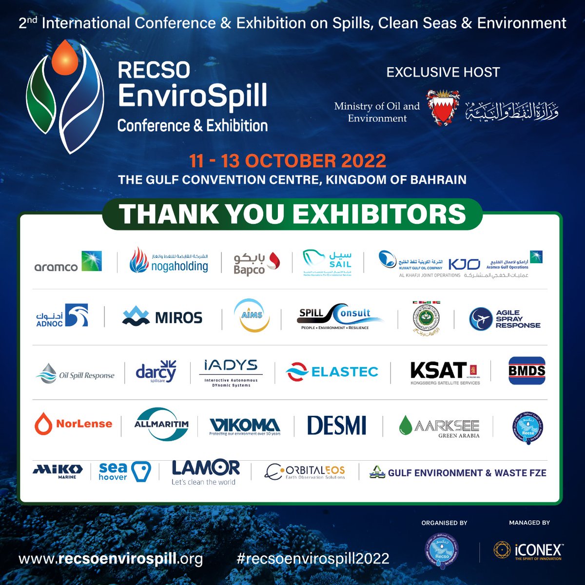 envirospill's tweet photo. #RECSOEnviroSpill would like to thank all our exhibitors whose support and partnership have contributed to the grand success of RECSO EnviroSpill 2022
#recsoenvirospill2022 #readiness #response #resilience #sustainable #spilltechnology #marinelife #iconexglobal #iconex #thankyou https://t.co/3YjFWgrYbj