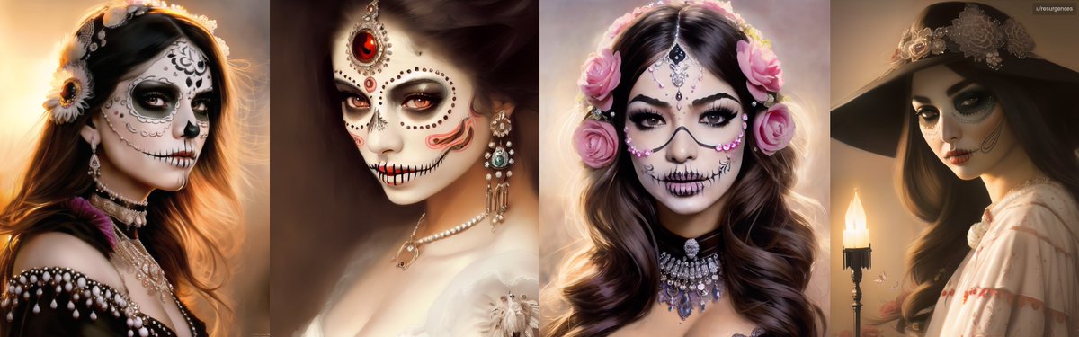 diffusedminds's tweet image. Custom Catrina makeup/accessoires embedding by u/resurgences

#stablediffusion #waifudiffusion #aiart #stablediffusionart