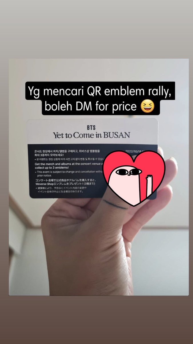 AsakuraSuccubus's tweet photo. Yang cari QR emblem rally juga boleh dm~
#BangtanSonyeondan #armyid #BTSYetToComeinBusan https://t.co/vgFOmJ6H5X