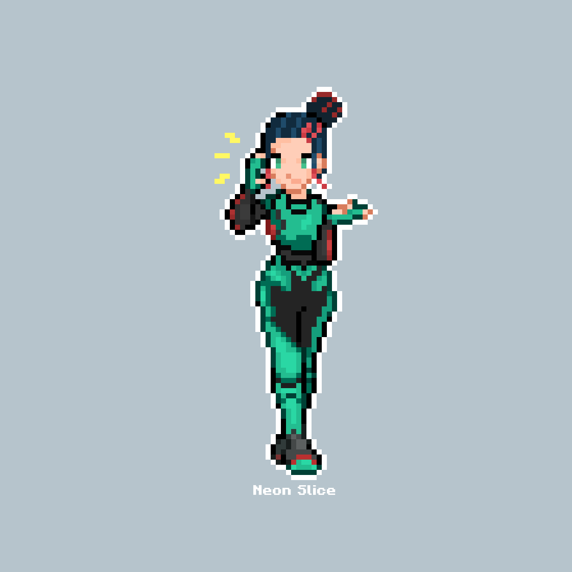 NeonSlice's tweet photo. Singularity pixel art
(Pokémon trainer style!)
#fortnite #FortniteArt @FortniteGame 
💚🔁 https://t.co/iya7iI8htE