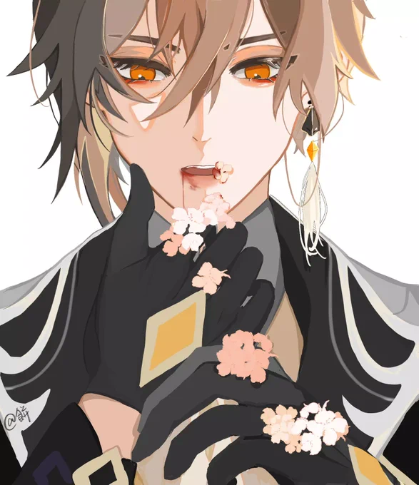  碳水化合饼Lofter   TartaliI think this is hanahaki #zhongli #钟离 