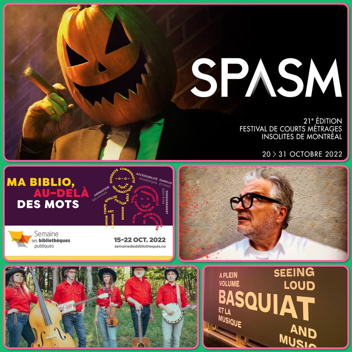 Un aperçu de mes sujets cette semaine à <a href="/dessinemoi/">Dessine-moi un matin</a> dont <a href="/FestivalSPASM/">Festival SPASM</a> <a href="/mbamtl/">MBAM</a> #Basquiat et en musique, la Famille Day #country et Daniel Bélanger