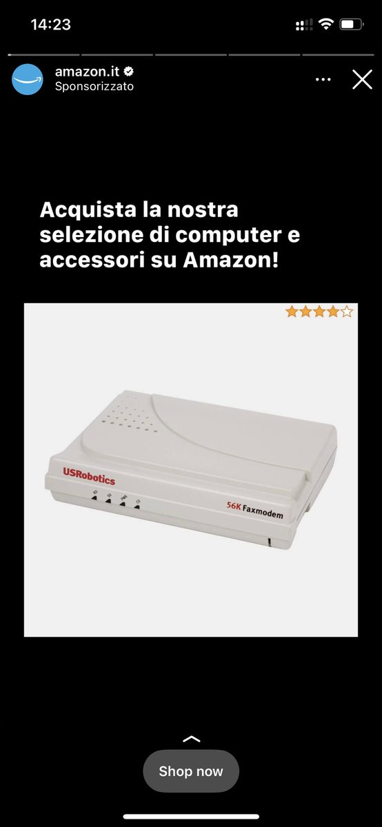 Ottima pubblicità, Amazon! Volevo giusto sostituire il mio 28.8k con un fiammante 56k!