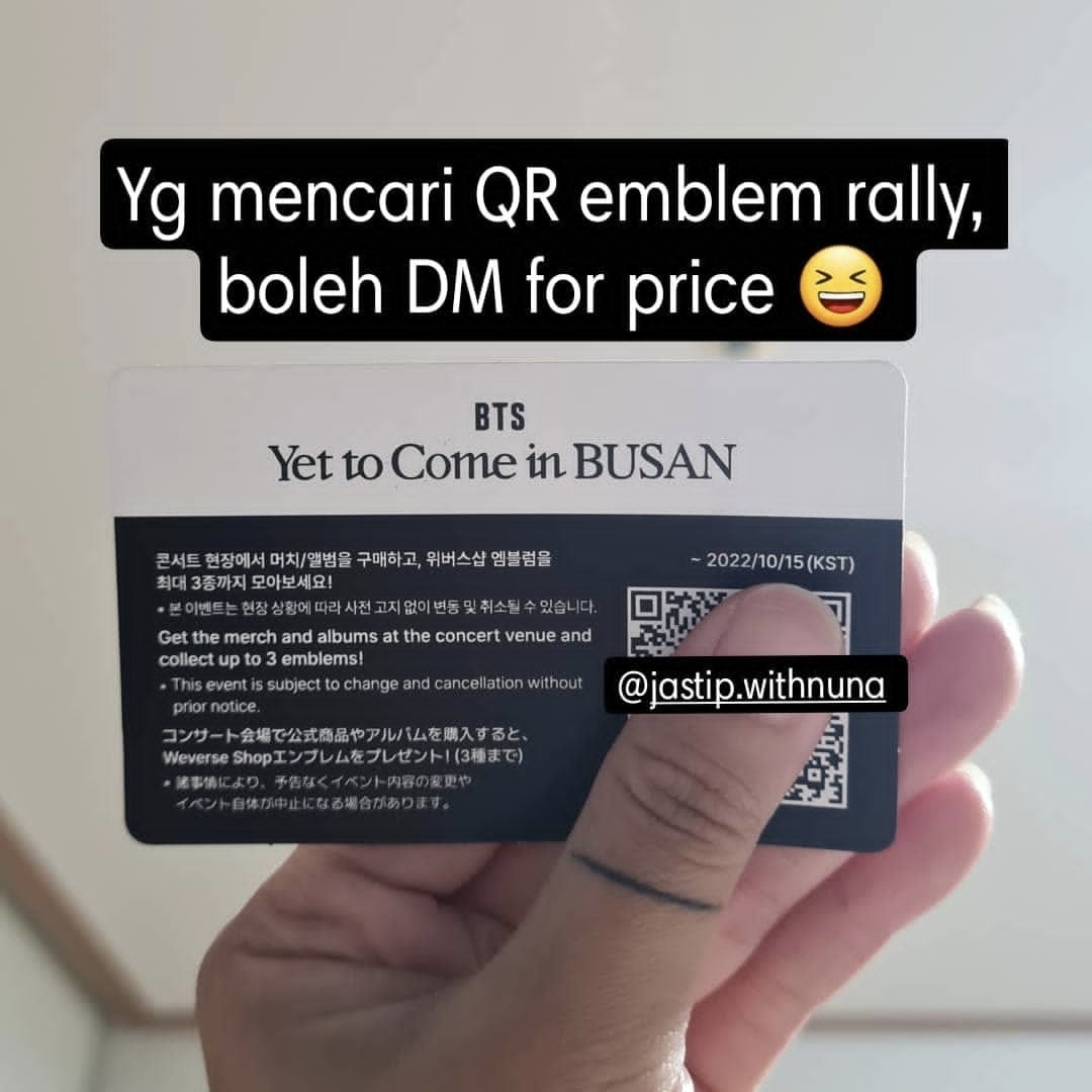 Bts Be Qr Code wts want to sell lfb looking for buyer BTS Busan Yet to Come Emblem QR ...