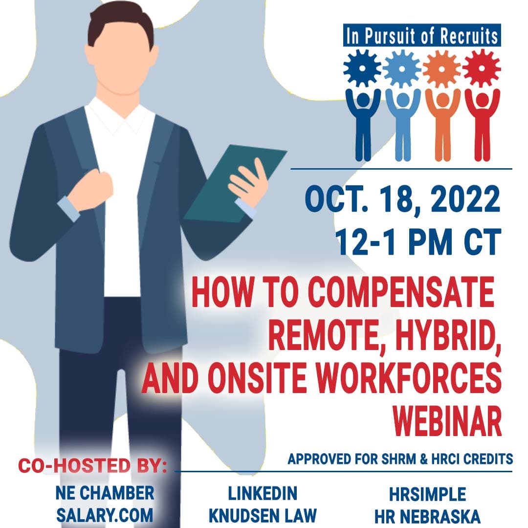 Join us for a free webinar ‘How to Compensate Remote, Hybrid, and Onsite Workforces’ on 10/18 in partnership with <a href="/NebraskaChamber/">Nebraska Chamber</a> and <a href="/hrsimple/">hr|simple</a>.
Employers in all states of any size welcome! Registration is free but seats are limited: us06web.zoom.us/webinar/regist…