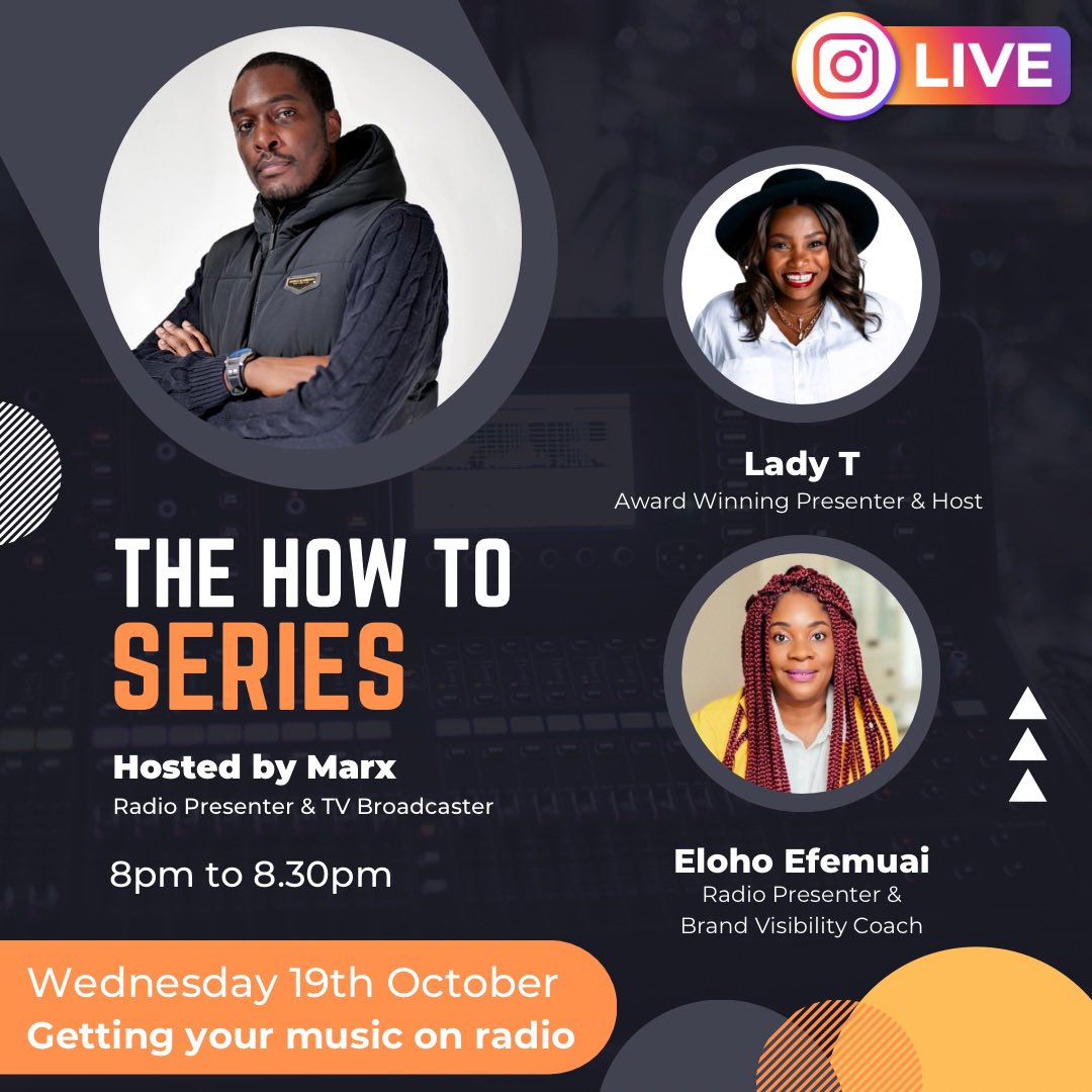 onemarxone's tweet image. Starting this Monday, catch the 3 day ‘How To Series’ on my Instagram Live.

Covering key topics for artists, helping you to get the best out of your music.

Join me along with my specials guests @ladytofficial_ @industrydevelop @elohoefemuai and @_houseoftai_ from 8pm each day.