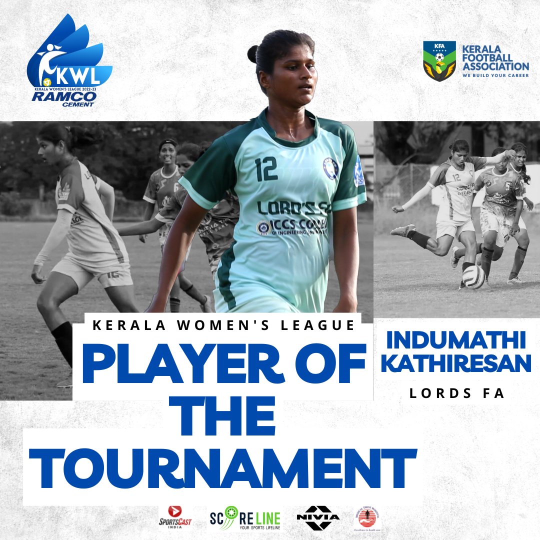 keralafa's tweet photo. 𝗥𝗮𝗺𝗰𝗼 𝗞𝗲𝗿𝗮𝗹𝗮 𝗪𝗼𝗺𝗲𝗻'𝘀 𝗟𝗲𝗮𝗴𝘂𝗲 𝟮𝟬𝟮𝟮-𝟮𝟯 🏆

𝗣𝗹𝗮𝘆𝗲𝗿 𝗼𝗳 𝘁𝗵𝗲 𝗧𝗼𝘂𝗿𝗻𝗮𝗺𝗲𝗻𝘁 🦸🏻‍♀️

#ramcokwl #keralawomensleague #KWL https://t.co/7G5uhuLclt