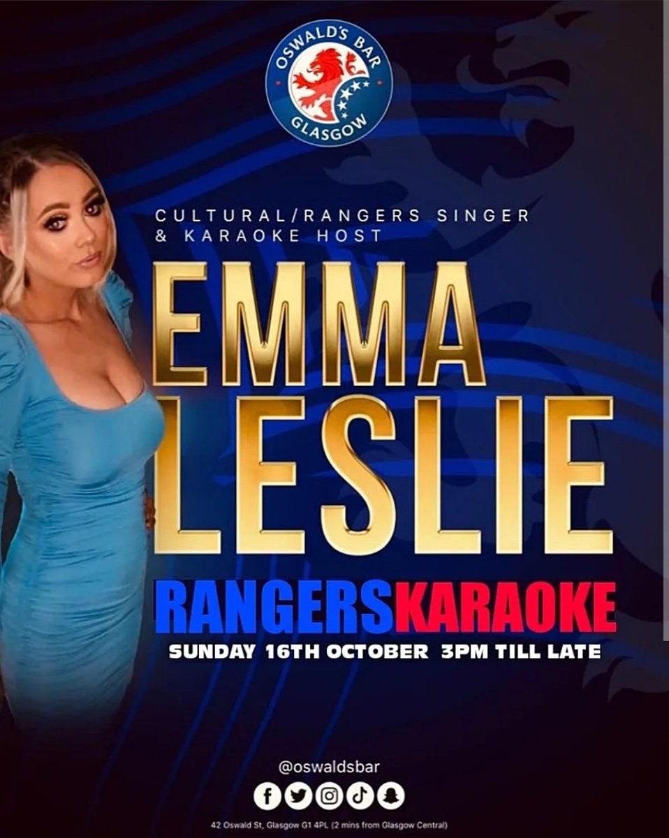 OswaldsBar's tweet image. What a Sunday ahead..opening from 10am for our breakfast menu, Full Broxi Breakfasts and Filled Rolls.

Our Matchday Menu then starts at 11:30am just in time for k.o.

Then we have our fantastic Rangers Karaoke hostess @emma_97xx from 3pm till late

#oswalds #thepeoplespub 🔴⚪🔵