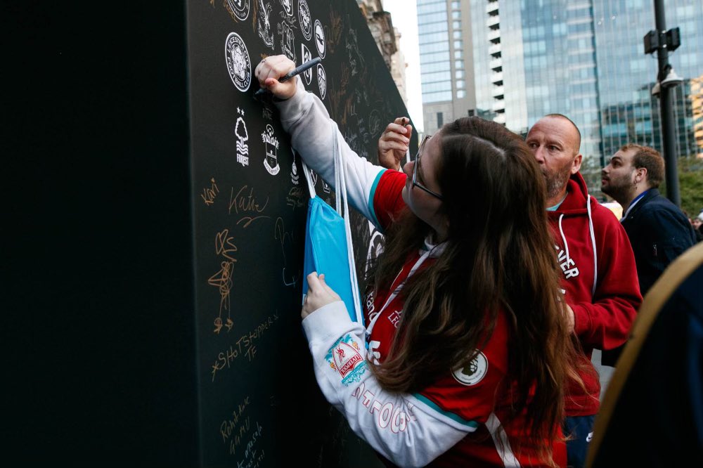 PLinUSA's tweet photo. What a turn out. Even Ted Lasso showed up! 📸

#MyPLMorning https://t.co/02u8vkKmt4