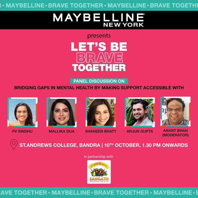 AnantBhan's tweet photo. I was privileged on behalf of @SangathIndia on 10th October 2022 #WorldMentalHealthDay2022 to host a panel conversation "Let’s Be Brave Together" panel discussion at the event organized by Maybelline New York in partnership with Sangath https://t.co/R563LhTyyb
