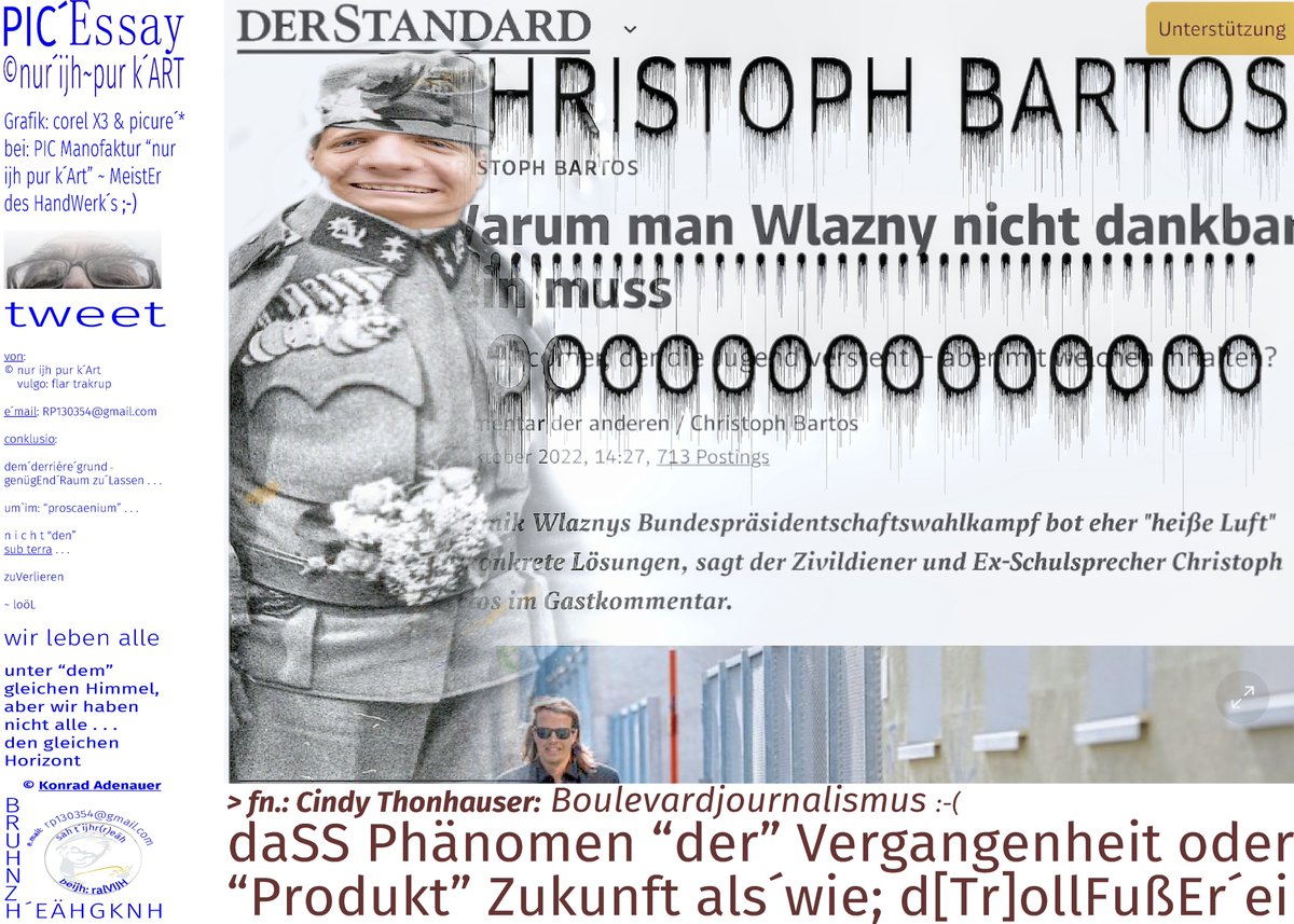 unpapagei's tweet image. 15.10.2022 &amp;gt; C.#Bartos #LohnAbSchreibEr 🙁 im: konkursEnden #DerStandard 🙁
@BartosChristoph 🙁 #Ex´#UmSonst #Schüler ? zZ. &quot;Jour[a}nal=&quot; &amp;amp; #All #Interessiert´er ? 🙁 folgt bei: #Twitter &quot;6eächzgh&quot; 7 #Follower *loöL &amp;gt; gefolgt von niemandem, dem du folgst 🙂 #diss´t #Dr. #Wlazny !