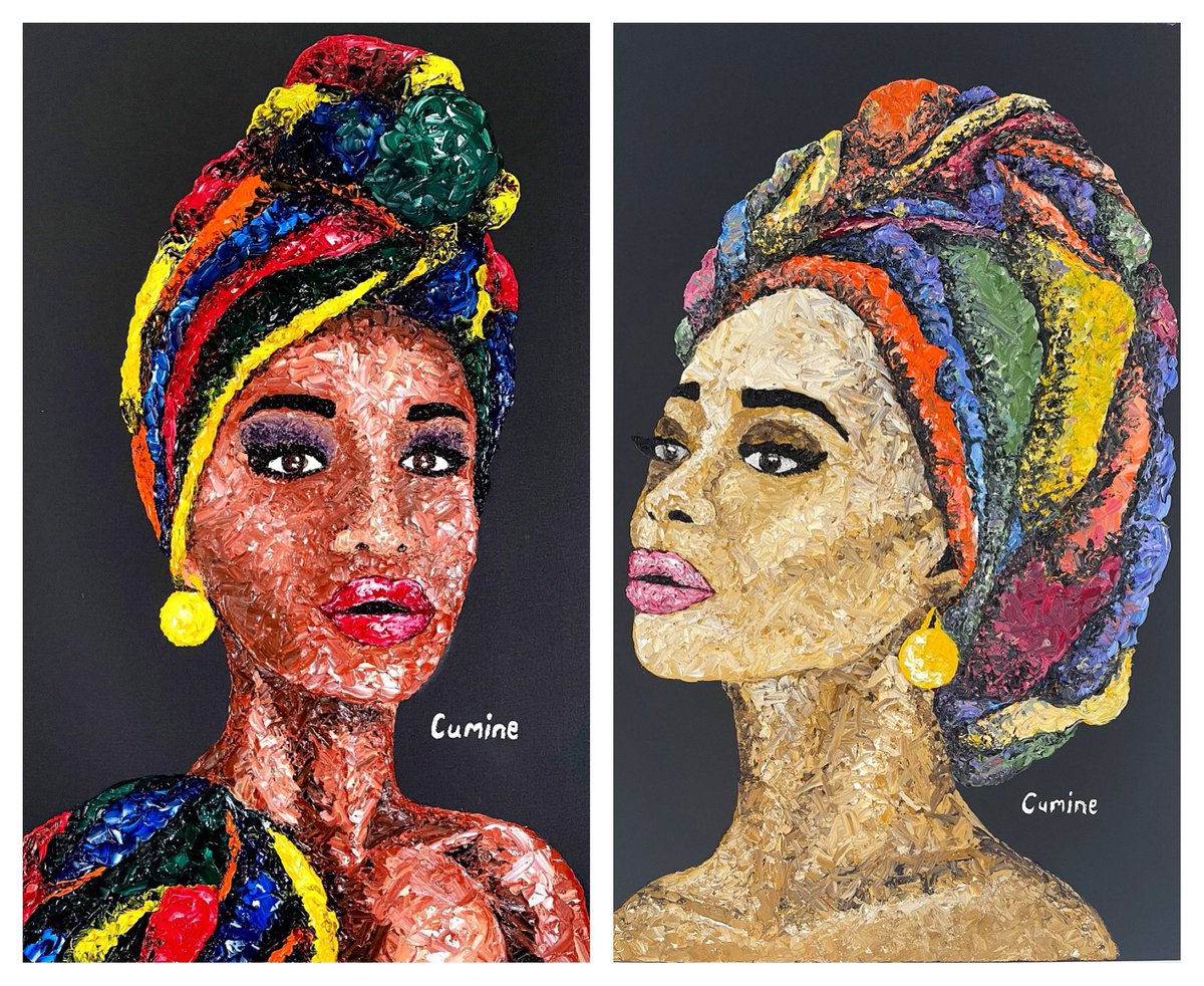 Collection: 🌿African Beauty🌿In DIVERSITY there is BEAUTY &amp; there is STRENGTH🌿 Oil paint, palette knife on Canvas. 76 x101cm🌿
