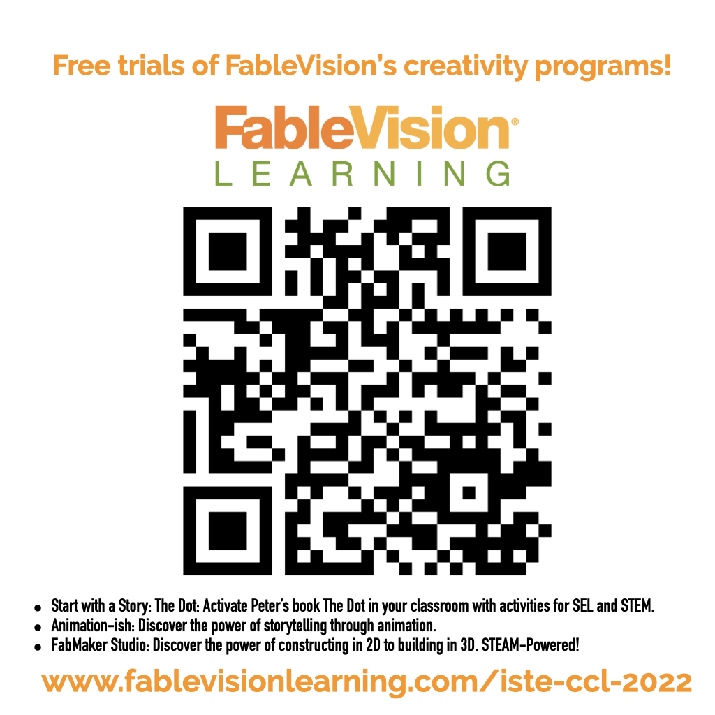 Fab time last night with all our #ISTECCL creative, kindred spirits! Here's the free trial link <a href="/FablePaul/">Paul A. Reynolds</a> mentioned during his talk to help you over the conf weekend &amp; beyond! #creativity #steam #animation #storytelling #constructionism fablevisionlearning.com/iste-ccl-2022 @iste <a href="/FableLearn/">FableVision Learning</a>