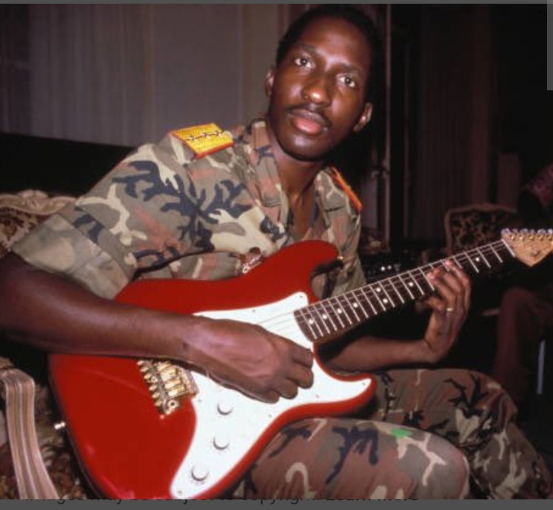 allimadi's tweet photo. On this day in 1987 the #African revolution was dealt a severe blow when Thomas #Sankara was murdered by Blaise #Compaore the reactionary agent of #IvoryCoast and #France. May he Rest in Peace with the Ancestors. In one photo he's jamming on guitar with Mariam Sankara. https://t.co/jnRIwrT1B1