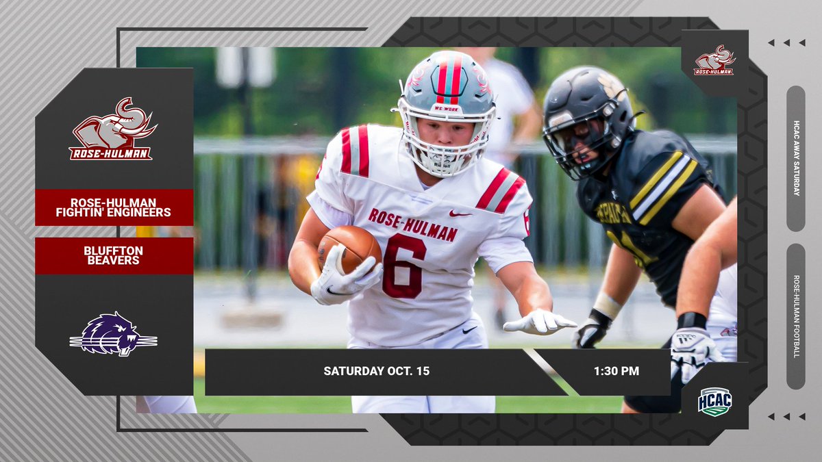 FOOTBALL: It's GAME DAY! Rose-Hulman football puts its 11-game HCAC win streak on the line at Bluffton TODAY at 1:30 pm. #GoRose Live coverage links and preview: athletics.rose-hulman.edu/news/2022/10/1…