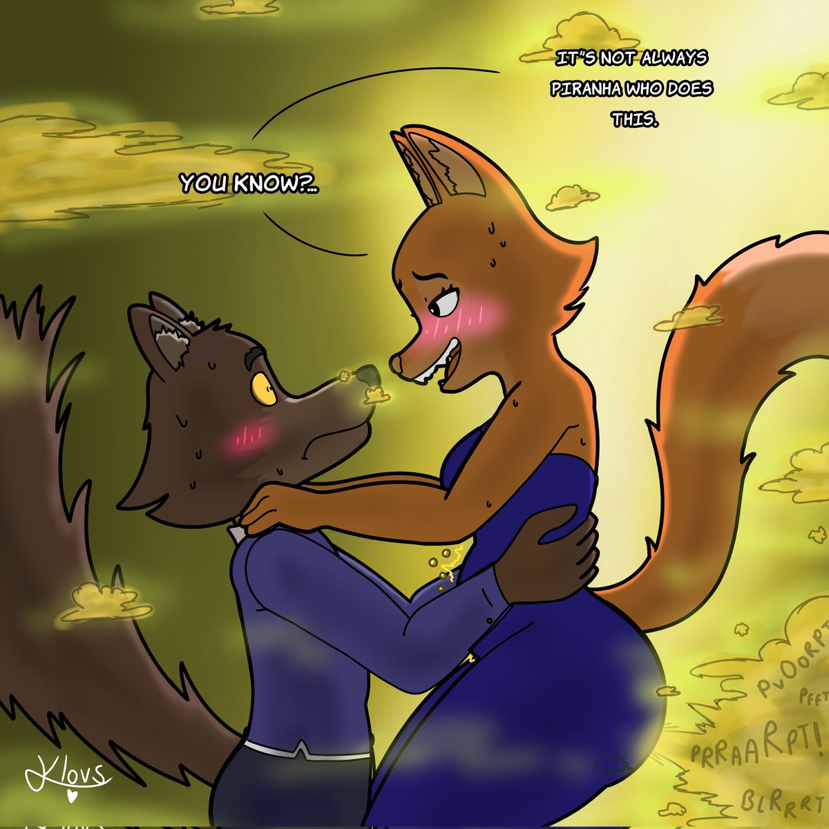 Klovsi's tweet photo. I've been very busy lately!  but finally I had some free time to finish some pending stuff :3

Looks like Diane got some spicy food and the dance gave her some upset stomach...

#fartfetish #eproctophilla #farting #gas https://t.co/6WS4YcPABS