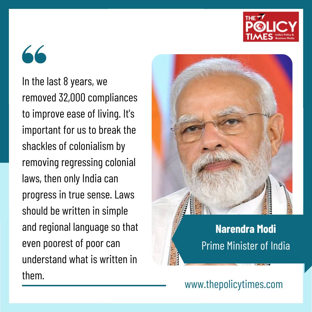 thepolicytimes's tweet photo. In the last 8 years, we removed 32,000 compliances to improve ease of living. It's important for us to break the shackles of colonialism by removing regressing colonial laws, then only India can progress in true sense. 
#NarendraModi #ColonialLaws #regionallanguages #Law https://t.co/ISPlsAyS4C