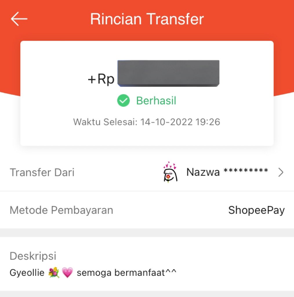 timakasiii banyak yaaa kak @nazziegyllie, msih egk mnyangka ak bs mnang give away🥺🥺 makasih bngeeet saldo spay nya smoga lancar terus ya kak rezeki nya💗💐