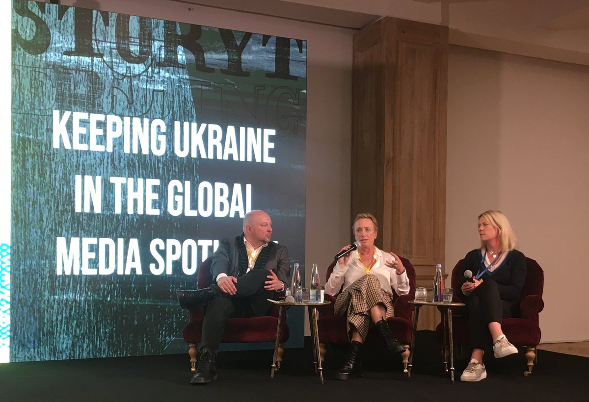 forirma's tweet photo. How can the global media keep Ukraine and the conflict in the spotlight? - interesting session at @TbilisiZeg by @yarotrof @littlemedia12 @RachelCorpTweet and @polinaivanovva https://t.co/ELRClhmG4Z