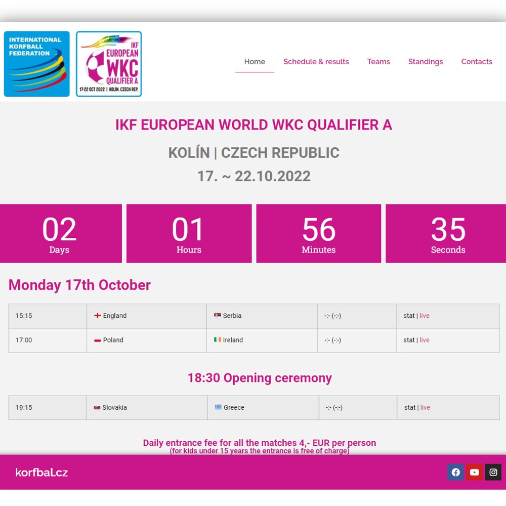 ⌛️ Only #2DaysToGo for the IKF EU World #Korfball Championship Qualifier-A in Kolín, CZE 🇨🇿. From 17 to 22 October 2022. Are you ready? 💪 #EUROQ2022 #RoadToTaipei #WKC2023 <a href="/ikfeurope/">IKF Europe - Korfball</a> #korfbal

More info ► korfball.sport/event/ikf-eu-w…
Official website (LOC) ► kolin22.korfbal.cz