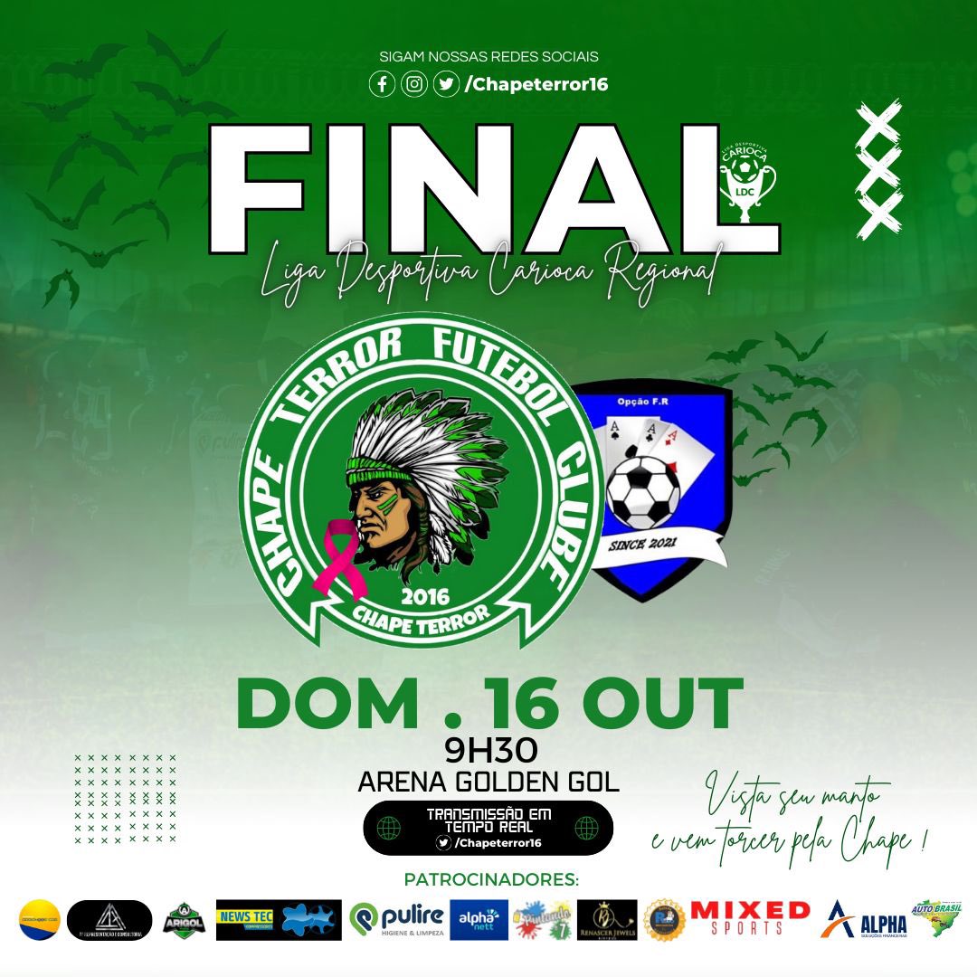 EM BUSCA DO TRI 🏆💚🤍🦇

Neste domingo (16), é o GRANDE MOMENTO. Mais uma final entre Chape e Opção, desta vez, na Liga Desp. Car. Regional. A bola rola 9h30 no Golden Gol. 

Vista seu manto e vem torcer pela Chape 🟢⚪️ Contamos com o seu apoio em busca do título! 

📱Quem (+)