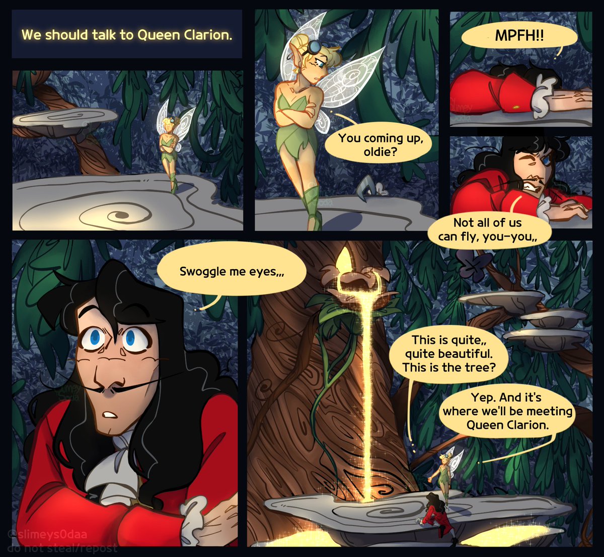 slimeys0daa's tweet photo. someone told me my comic was posted on here without my permission so i'm posting it here now. dont steal my art.
PART 1 of 2 #captainjameshook #disney #peterpan #fairyhookau https://t.co/VRG4OwBN81