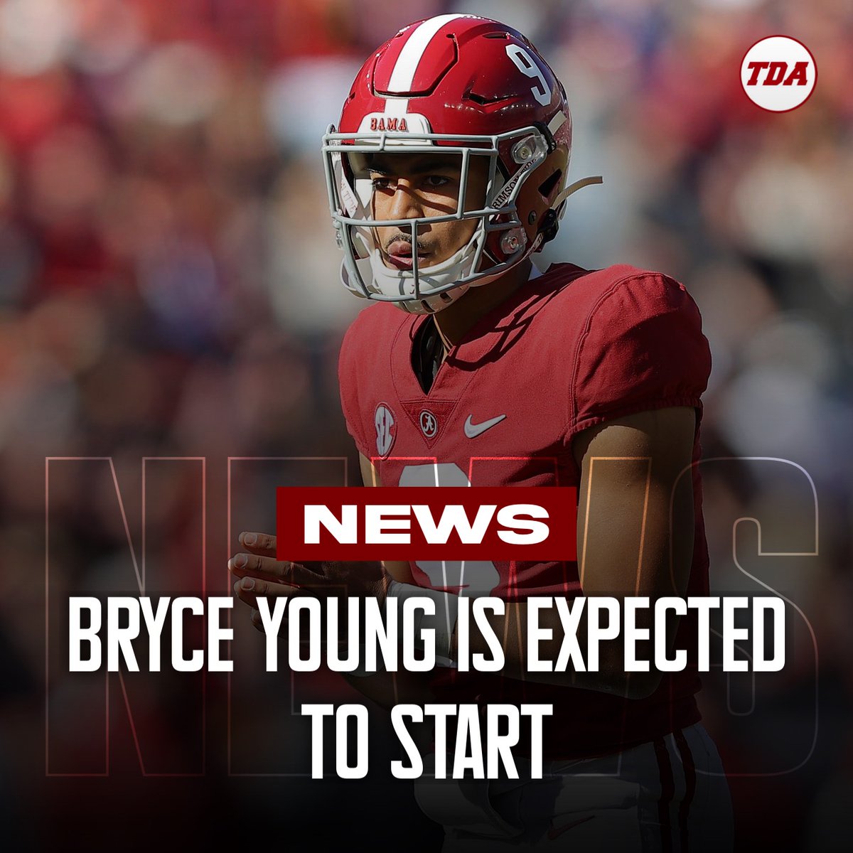 TDAlabamaMag's tweet photo. Breaking: Bryce Young is expected to start against Tennessee today. https://t.co/vrJcGXUaU8