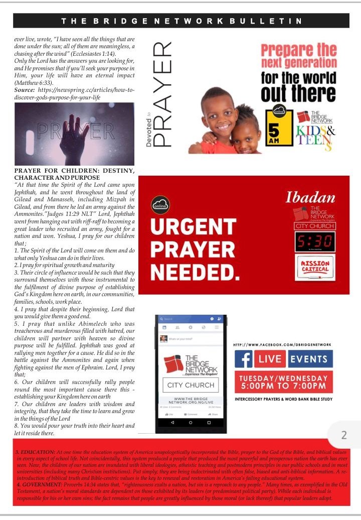 DBridgeNetwork's tweet photo. @FrancisMadojemu @segunakredot @seunopadare @BabateyeA @AjayiOpeTunde @tommiebanji @AkoffeJ @JoshuaOyesola @betaservio @okuyiga_olumide The Bridge Network Bulletin 16th October, 2022. Do have a great Sunday & a great week ahead. #TBN #OutstandingLife&ServiceTransformingOurWorld https://t.co/fJIG7ZvcVR