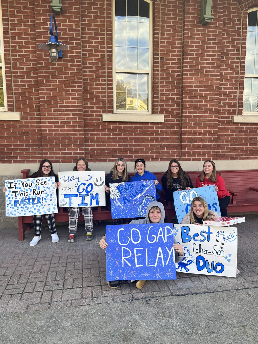 Mrs_Novak_EF's tweet photo. So proud to support the best father-son duo around! Way to go former student, Tim and father, Chris Buckley 💙🤍 #GAPRELAY #EFStrong @EFHSTribe https://t.co/KZzgHGEbHL
