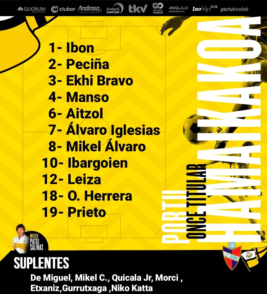 clubportugalete's tweet photo. 📋 Gaurko hamaikakoa

#aupaportu 💛🐝🖤#J6 #goazenportu #TouringvsPortu #Temporada2223 #tercerarfef #JuntosSomosMasFuertes https://t.co/NTIo5eM3iS
