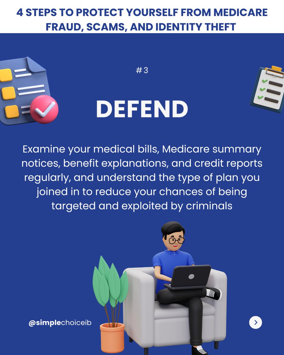simplechoiceib's tweet image. Many instances of scams, fraud, and identity theft are happening in the US every day. Protect yourself by doing these 4 effective ways suggested by the US Department of Health and Human Services. 

#Medicare #seniorprotection #fraud #identitytheft #scam #senior #simplechoice
