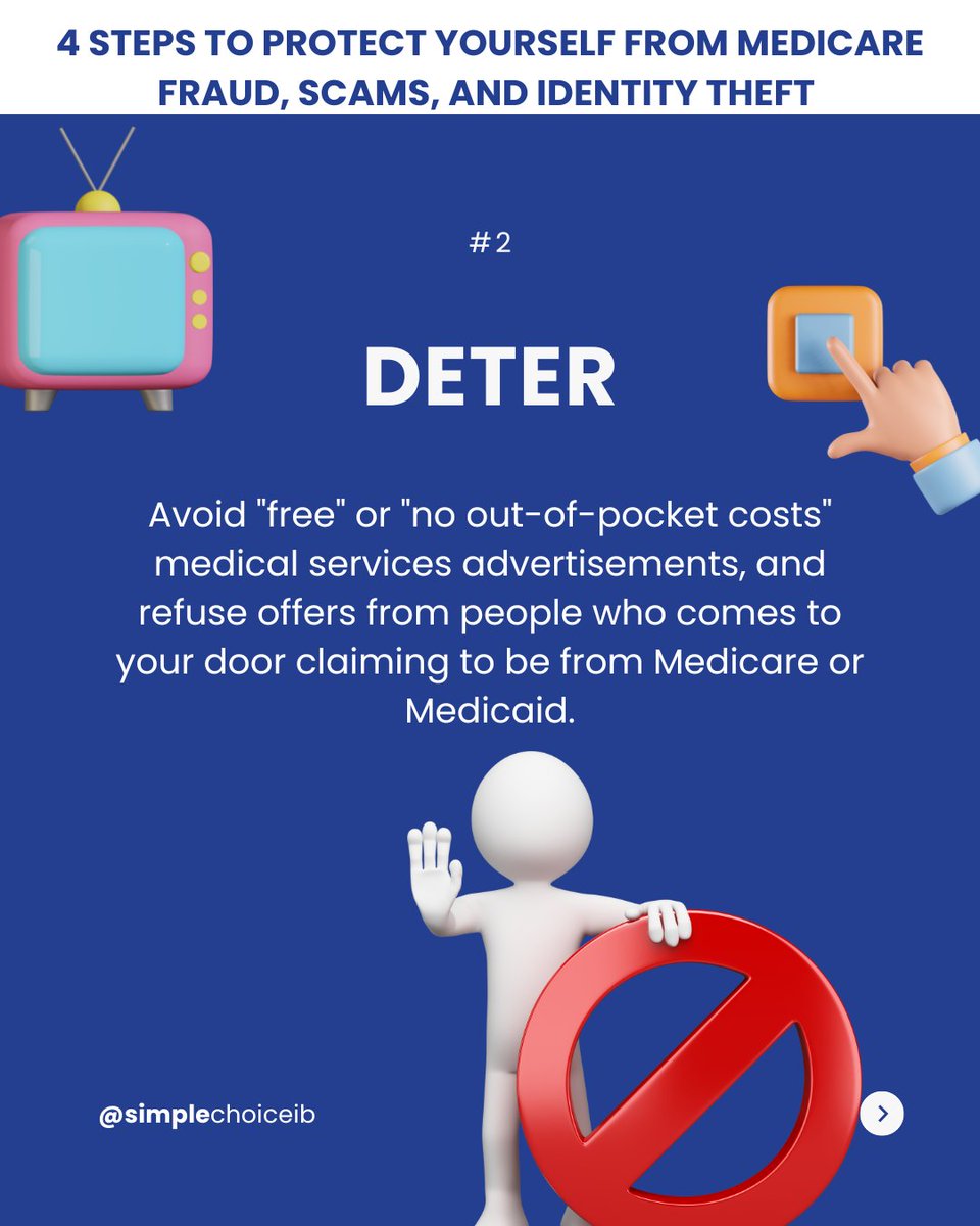 simplechoiceib's tweet image. Many instances of scams, fraud, and identity theft are happening in the US every day. Protect yourself by doing these 4 effective ways suggested by the US Department of Health and Human Services. 

#Medicare #seniorprotection #fraud #identitytheft #scam #senior #simplechoice