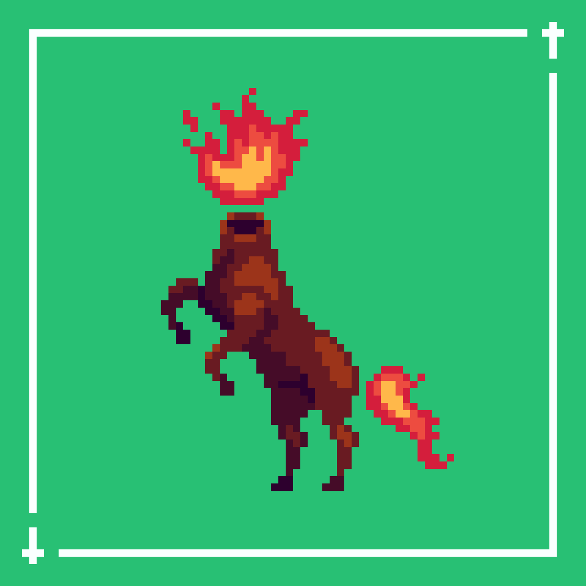 Pixeltober day 5- (brazilian) mythology

#pixeltober2022 | #pixelart | #brazilianfolklore | #headlessmule