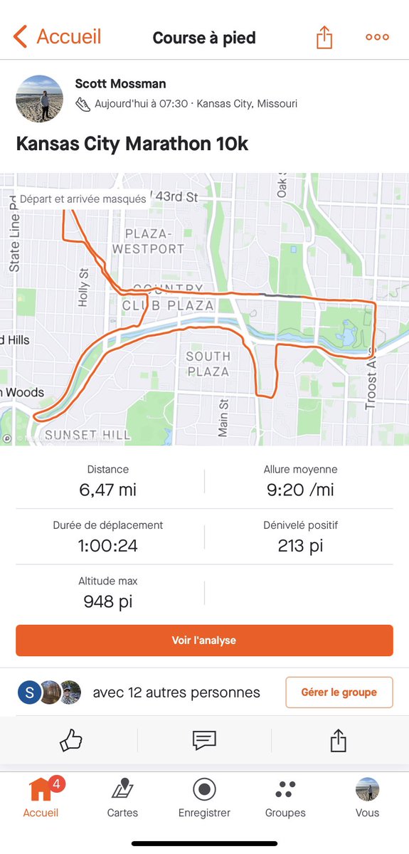 scm5687's tweet photo. Kansas City Marathon 10k. Almost 6.5 miles in an hour! #runMS https://t.co/onSazhF2Hi
