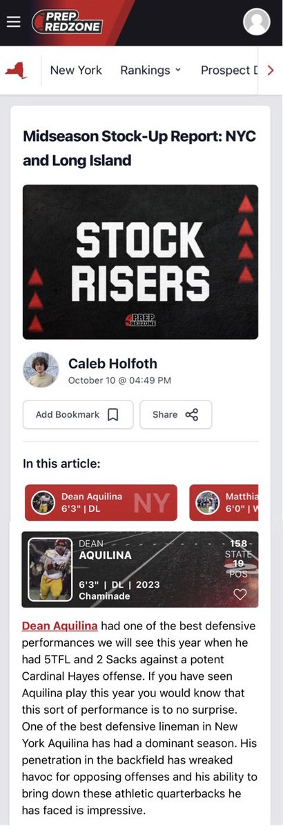 Greg Dietrich (@gdietrich57) on Twitter photo Congrats to <a href="/dean_aquilina/">Dean Aquilina</a> being recognized by <a href="/PrepRedzoneNY/">Prep Redzone New York</a> @cholfoth for his midseason performance/stock rising. <a href="/Chaminade_FB/">Chaminade Flyers Football</a> Congrats to <a href="/dean_aquilina/">Dean Aquilina</a> being recognized by <a href="/PrepRedzoneNY/">Prep Redzone New York</a> @cholfoth for his midseason performance/stock rising. <a href="/Chaminade_FB/">Chaminade Flyers Football</a>