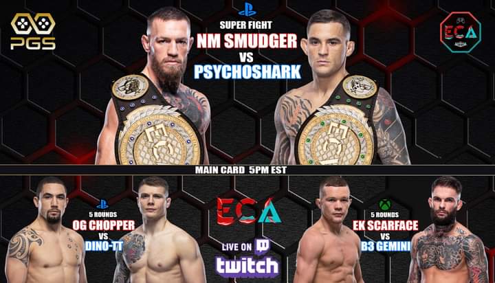 CageRageUFC4's tweet photo. 💥 ECA Super Card! 💥
Saturday - October 15 
Don't miss the show!
LIVE on: https://t.co/BchSsipe7W 

#UFC4 #eSports #combatgames #MMAGame #fightgames #UFC 
#PvP #Competitive #Livestream https://t.co/JwFKtiDdN9