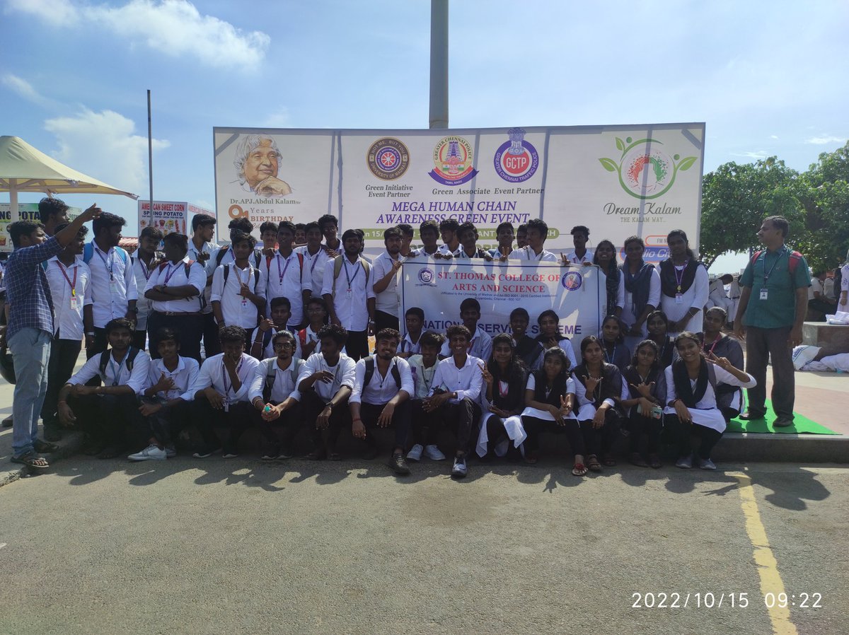 Nss_Stcas107_Ch's tweet photo. Abdul Kalam Birthday Celebration | 'Dream Kalam' Event | STCAS NSS | 15.10.2022, 6.30 AM | World Record at Eliot Beach, Besent Nagar

Morethan 100 STCAS NSS Students participated

@Nss_Stcas106_Ch @NssUnom @_NSSIndia @nss_tamilnadu @NSSChennai https://t.co/49ccXhq27J
