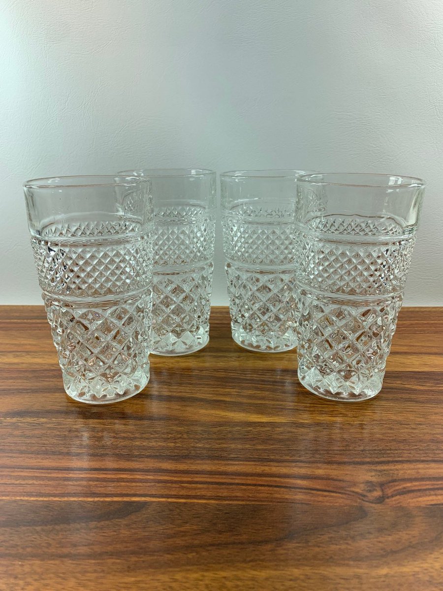 Excited to share this item from my #etsy shop: Anchor Hocking Wexford Diamond Cut Glass Tumblers. #vintagetumblers #tableware #icedtea #lemonade #watergoblets etsy.me/3VGxqoy