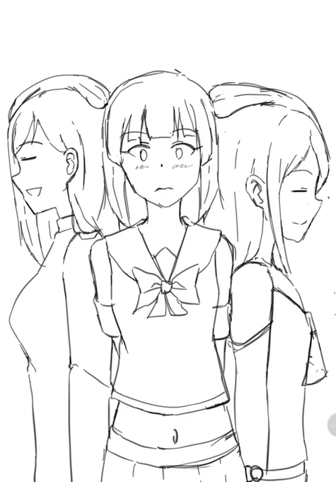 夕張ツインテールに挟まる提督と五月雨ちゃんの落書き 