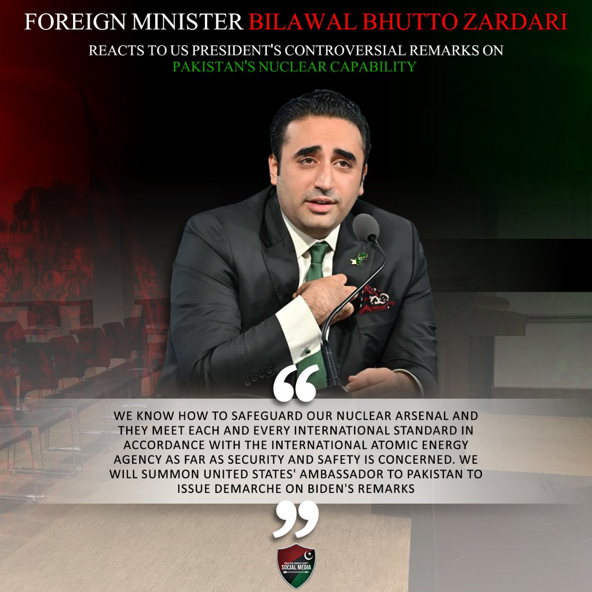 JattakSana's tweet photo. وزیر خارجہ بلاول بھٹو زرداری کا امریکی صدر کے بیان پر دلیرانہ موقف 
#BraveForeignMinister https://t.co/n3pdxr6T3m