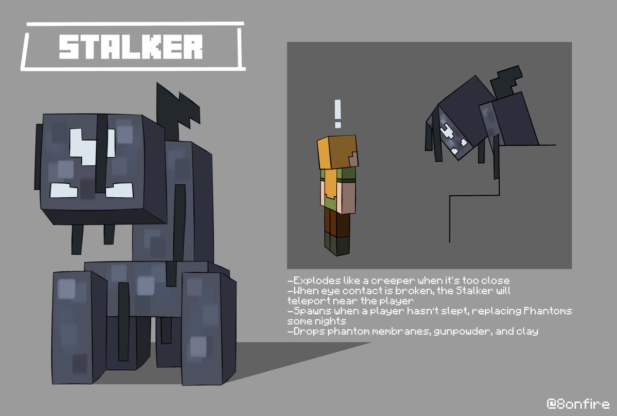 Bonfire | Comms open on VGen ✨ on Twitter: "The Stalker, a Minecraft fan  concept I came up with a while ago! I love how this concept art turned out,  do you