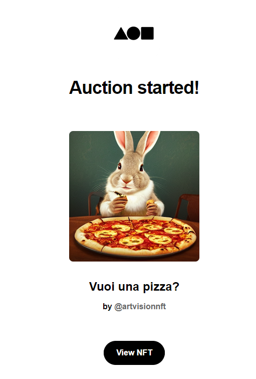 ArtvisionNFT's tweet photo. BOOOOOOOOOM! 💥 Auction has just started for my piece of art 'Vuoi una pizza?' 😍 

Thank you so much dear @nomostaving. I'm truly grateful by what you did! 😭❤️‍🔥

Link ⤵️ https://t.co/lBZ9sBi0B2