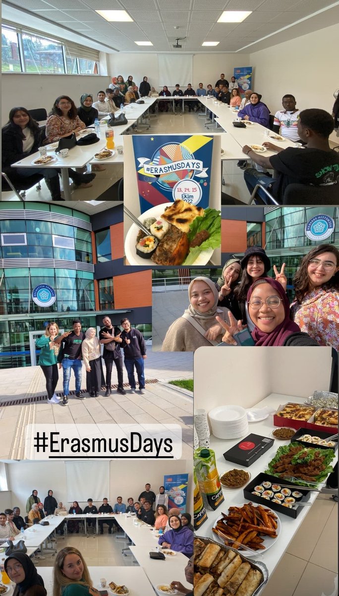 #ErasmusDays 'in son gününde farklı uluslardan arkadaşlarımızla kültürel yemekler eşliğinde keyifli, eğlenceli ve bol muhabbetli bir etkinliği geride bıraktık.
Bir sonraki etkinliğimizde görüşmek üzere. 
#Erasmus 'la kalın 💎
