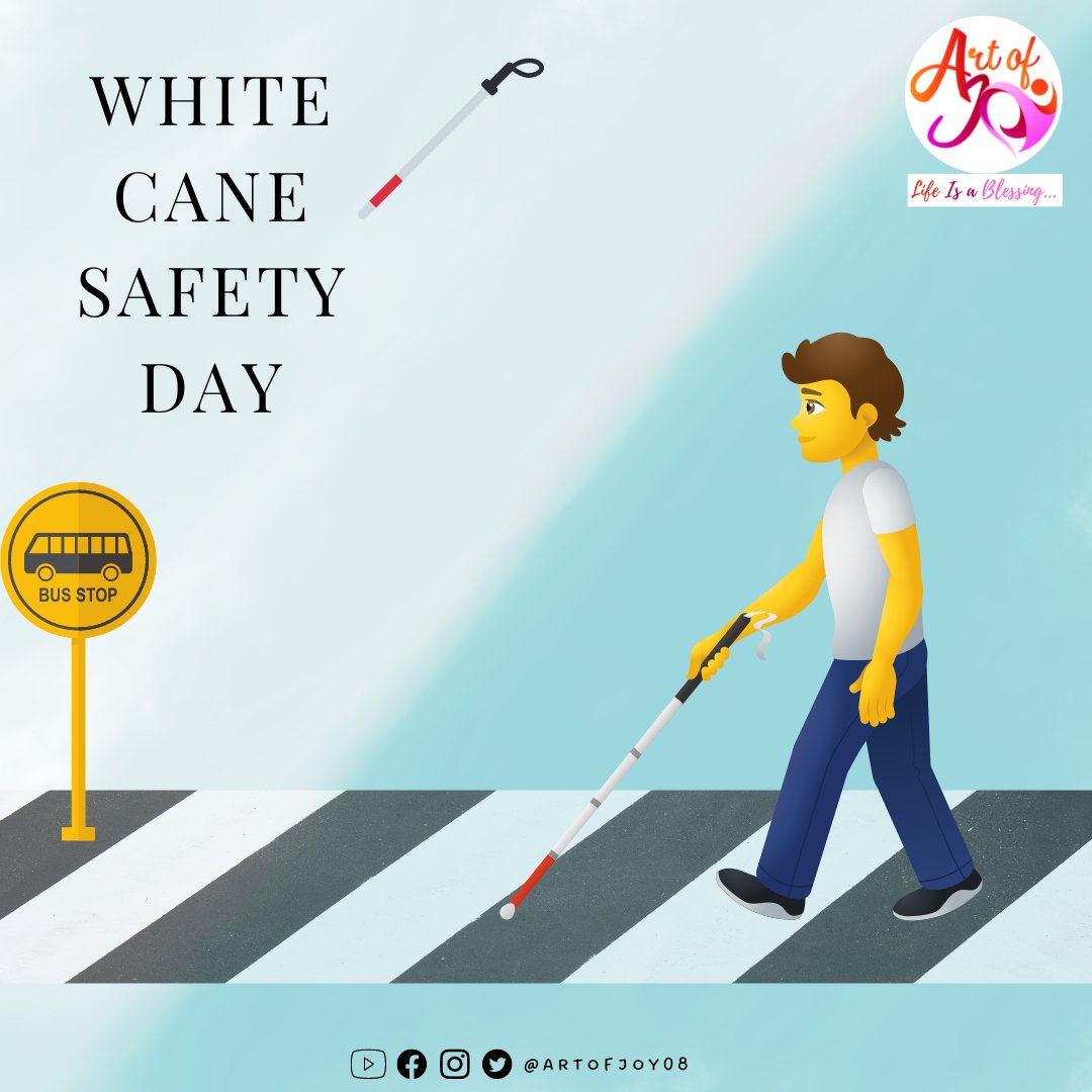 artofjoy08's tweet photo. 𝑾𝒉𝒊𝒕𝒆 𝑪𝒂𝒏𝒆 𝑺𝒂𝒇𝒆𝒕𝒚 𝑫𝒂𝒚 celebrates the achievement of persons with visual impairment. A white cane is an important mobility tool and a symbol of independence.
#blind #blindness #visuallyimpaired #accessibility #visualimpairment #sightloss #disability https://t.co/xHHIf4XFhG