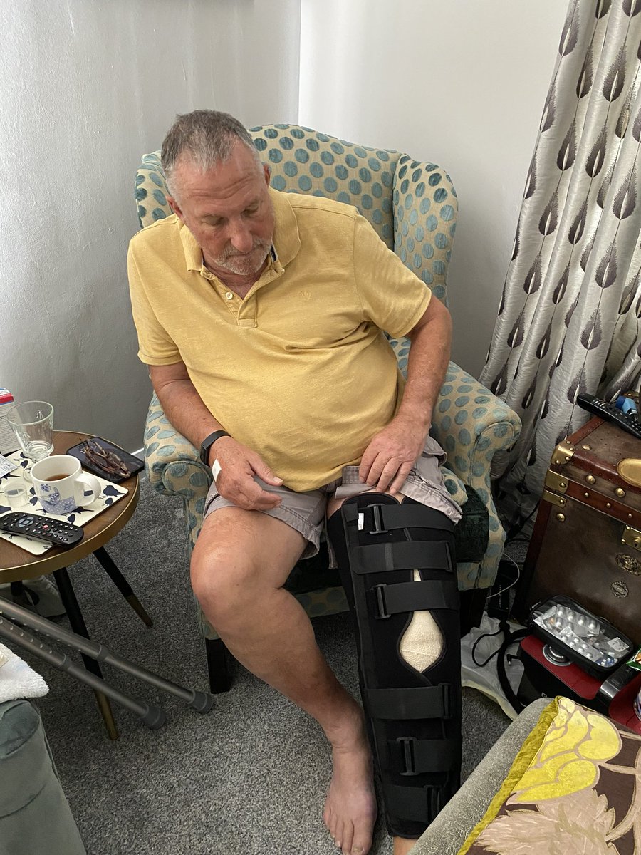 Knee replacement update - it hurts! Physio has started, had to get the dressing changed @SpireWashington today as was bleeding. All good albeit a little sleep deprived 😵‍💫😬💪