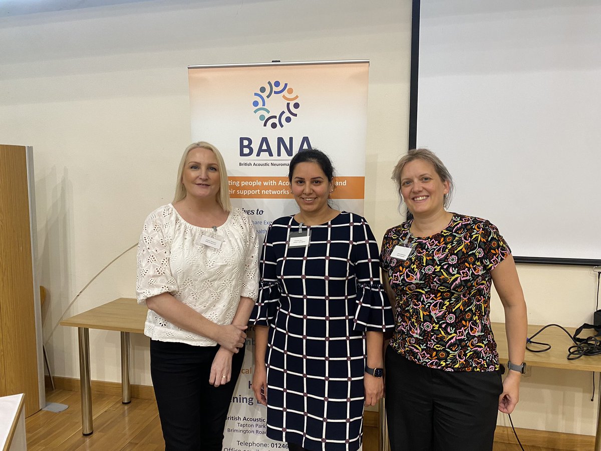 mamawadey's tweet photo. @BANAUK board of trustees proud to support our charity and annual conference. And 3 of the U.Ks #CNS specialising in #acousticneuroma #vestibularschwannoma @j_buttimore @mamawadey and @UHBNeurosurgery’s Kiran. We are all passionate in improving care for AN/VS. 🧠🦻 https://t.co/sfivyzTZlM